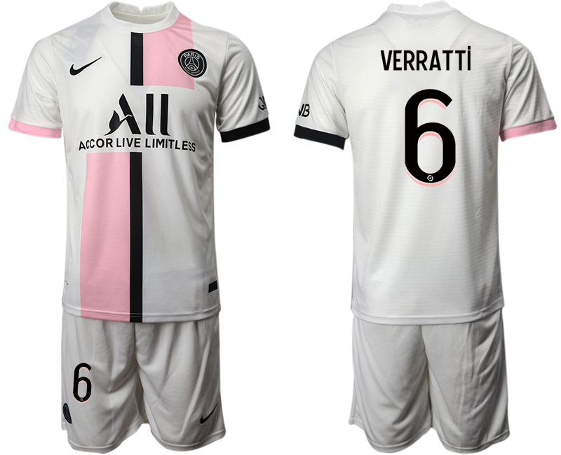 Men 2021-2022 Club Paris St German away white #6 Soccer Jersey->paris st german jersey->Soccer Club Jersey